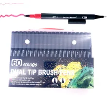 60 цветов двойной наконечник ручки-щетки художественные маркеры фломастеры рисунок фломастеры для окраски манга канцелярские принадлежности для каллиграфии