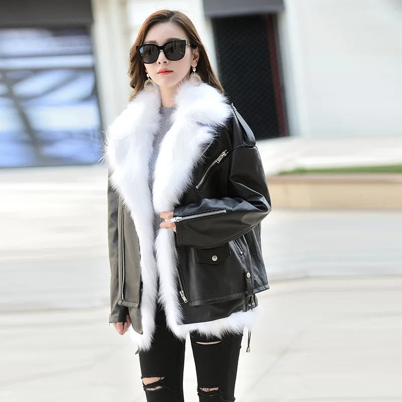

Leather Jacket Women 2019 Women's Short Motorcycle Sheepskin Coat Genuine Leather Jacket Real Fur Chaqueta Mujer ZLL2018 YY405