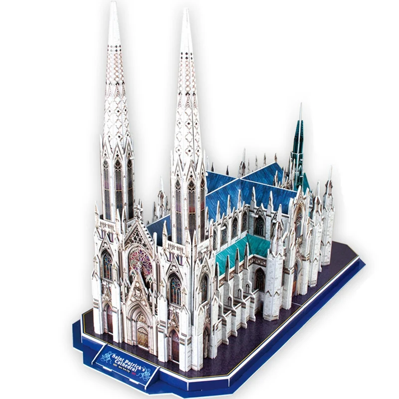 

Classic Jigsaw Puzzle New York St Patrick's Church DIY Enlighten Construction Brick Toys Scale Models Sets City For Children