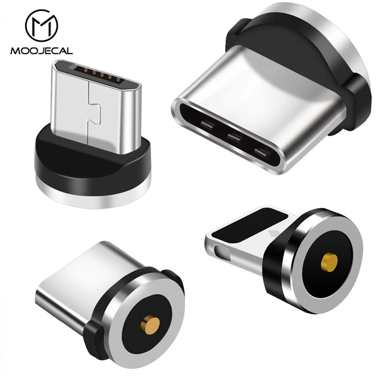 

MOOJECAL Round Magnetic Cable plug for ios Type C Micro Plugs Fast Charging Adapter Phone Microusb Type-C Magnet Charger Plug