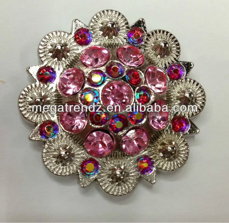 

Cowgirl Crystal DIY Carft Item Western Concho with Screw Metal Flower Rhinestone Concho for Belt