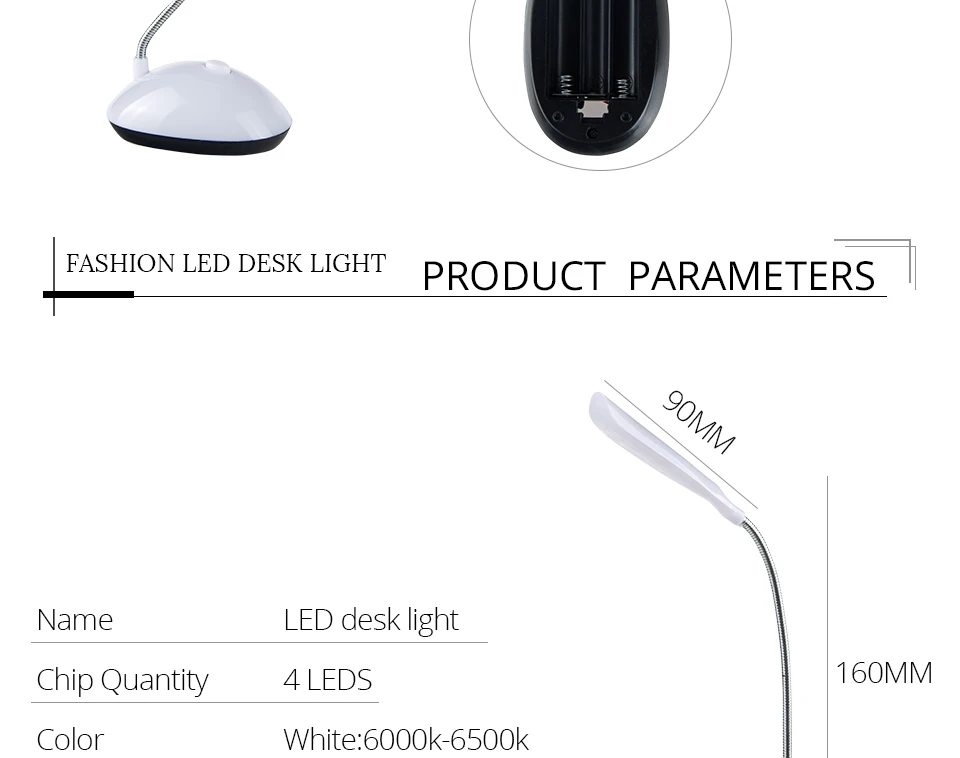 Portable 4 LED Desk Lamp Mini Flexible Battery Powered (8)