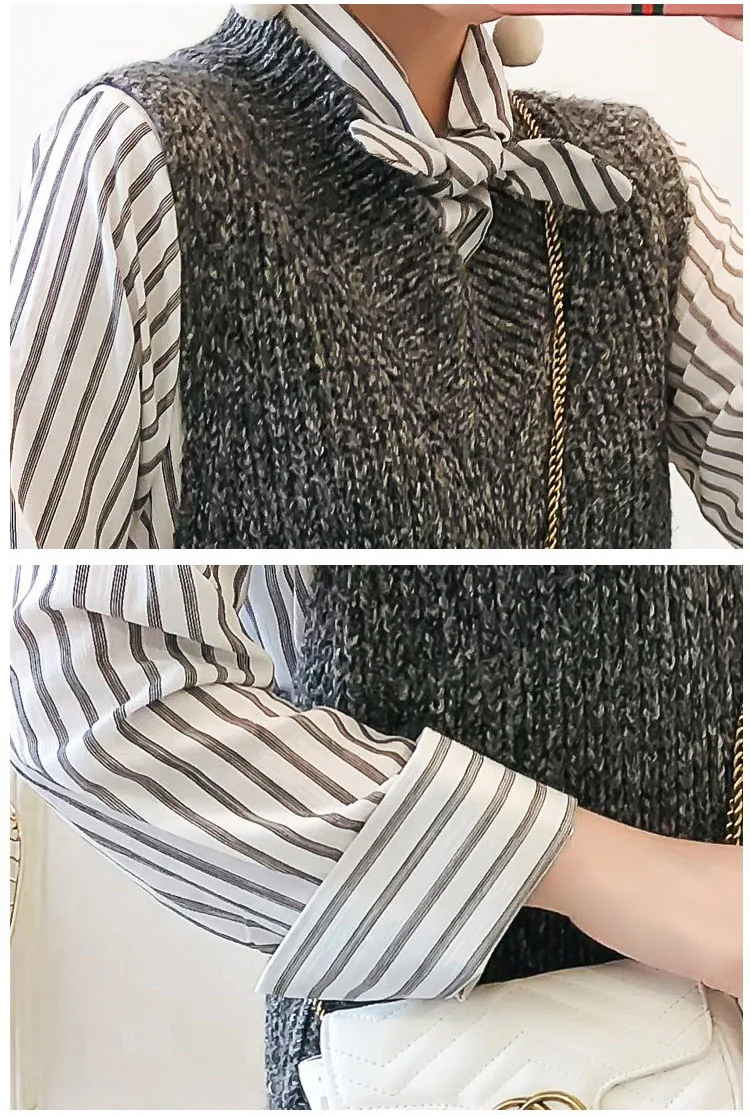 2018 осень-зима новый пуловер свитер без рукавов Для женщин низ Разделение длинный свитер жилет v-образным вырезом вязаный жилет платье