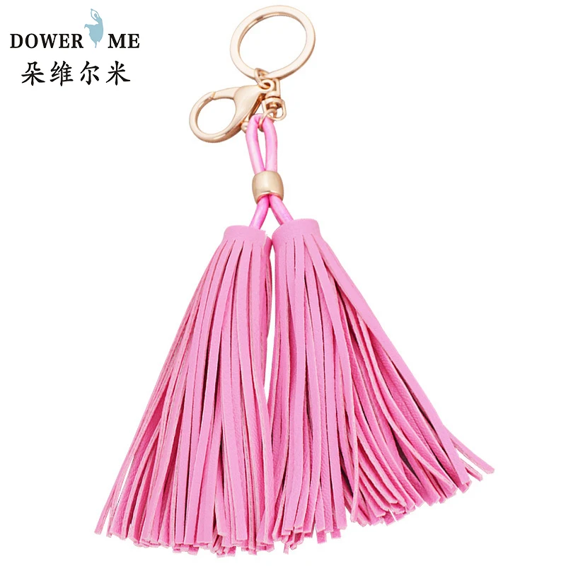 Fashion Luxury Leather Tassel Keychain Handmade PU Tassel Car Keyring