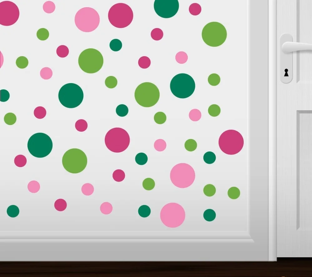 

Set of 60 Circles Polka Dots Vinyl Wall Graphic Decals Stickers Colorful Home decoration Kids room Decals KW-127