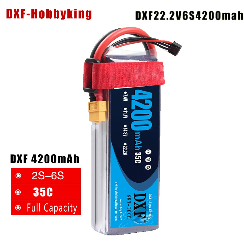 

DXF 6S 22.2v 4200mAh 100C Max 200C lipo For RC Aircraft Quadcopter Drones Helicopter Car Boat Airplane 6S Li-polymer AKKU