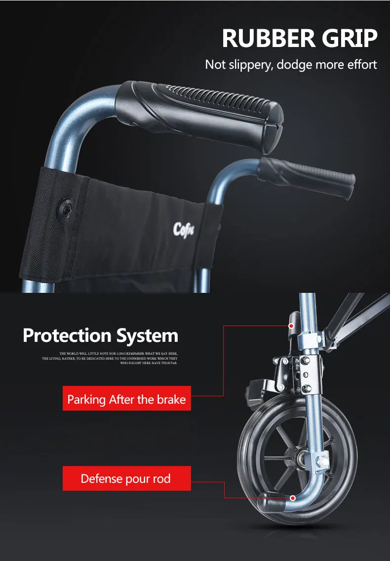 Cofoe кресло-коляска складное транспортное колесо стул алюминиевый светильник для инвалидов вес светильник для перевозки Handiness Brougham для инвалидов