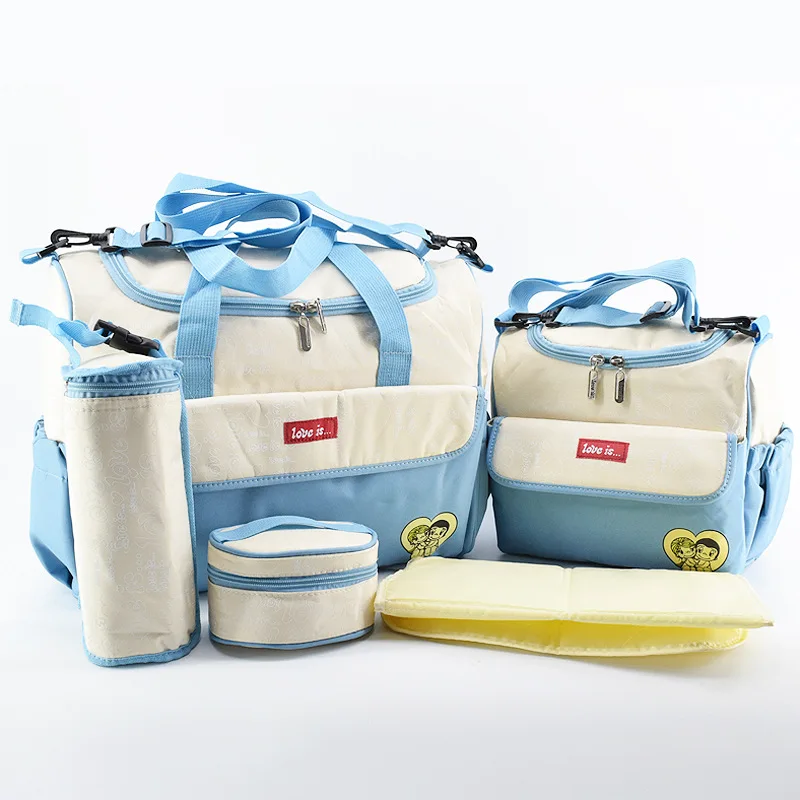 

Big and Small Diaper Bag 5 PCS/SET Baby Nappy Bags Fashion Maternity Mummy Handbag Waterproof Baby Stroller Bag