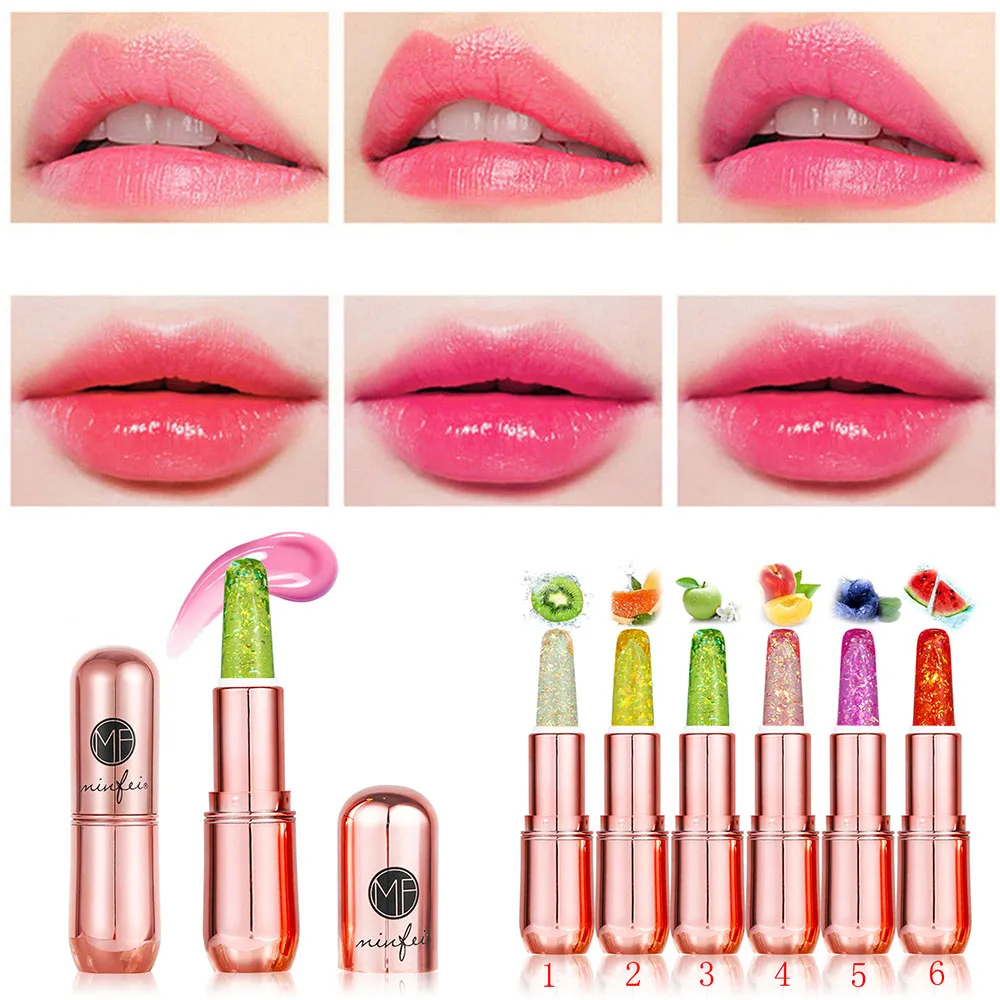 Moisturizing Lip Aloe Vera Jelly Lipstick Lip Balm Tint Primer Makeup Care Temperature Color Changing Long Lasting Nutritious