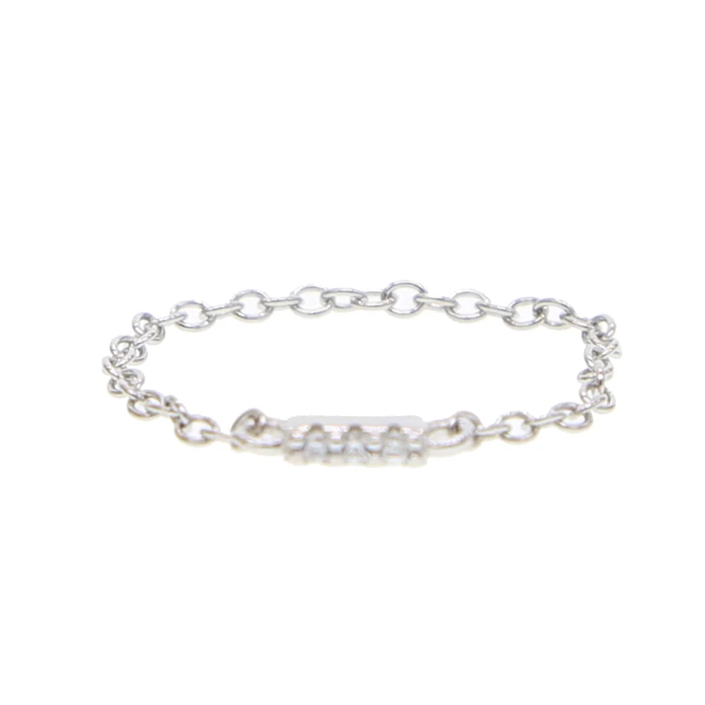 authentic 100% 925 sterling silver AAA+ cubic zirconia bezel cz charm cz bar delicate dainty thin chain simple girl ring