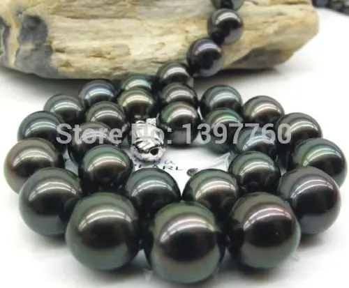 Мисс очарование Jew.199 stunning11-12mm природный tahitian круглый черный жемчужное ожерелье