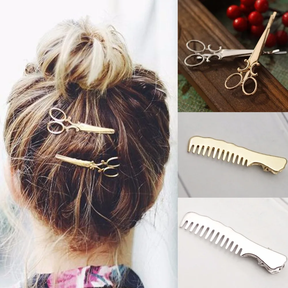 

1PCS Scissors Comb Shape Hair Clips for Women Lady Girls Kids Delicate Hair Pin Clip Hair Barrette Hair Accessories Decorations
