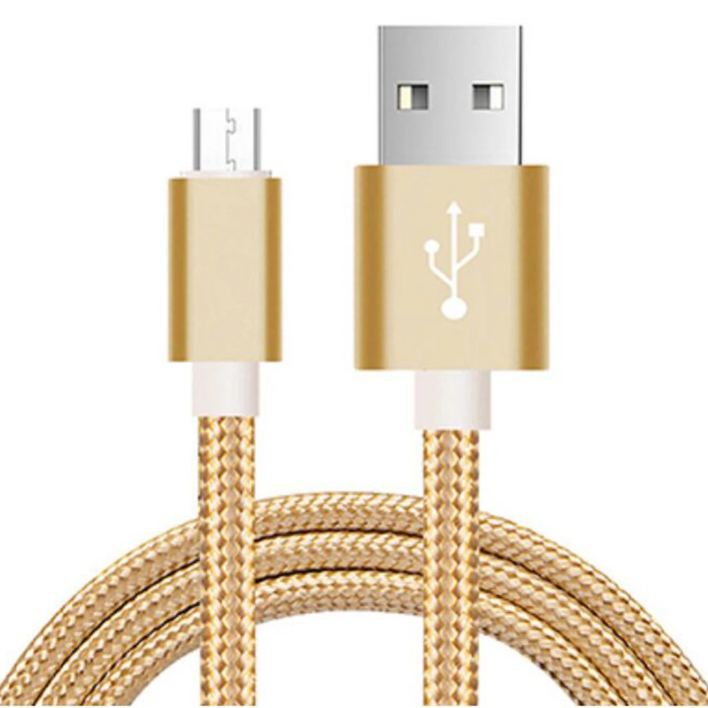 Нейлоновый Плетеный Micro USB кабель для samsung HTC, Huawei, Xiaomi Android телефон Быстрый зарядный Дата кабель синхронизации USB Кабель зарядного устройства - Цвет: Gold