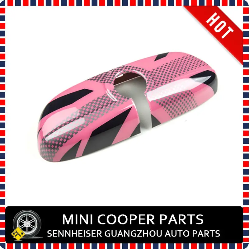 Mini Cooper F56 Pink Union Jack Style Interior Mirror Cover