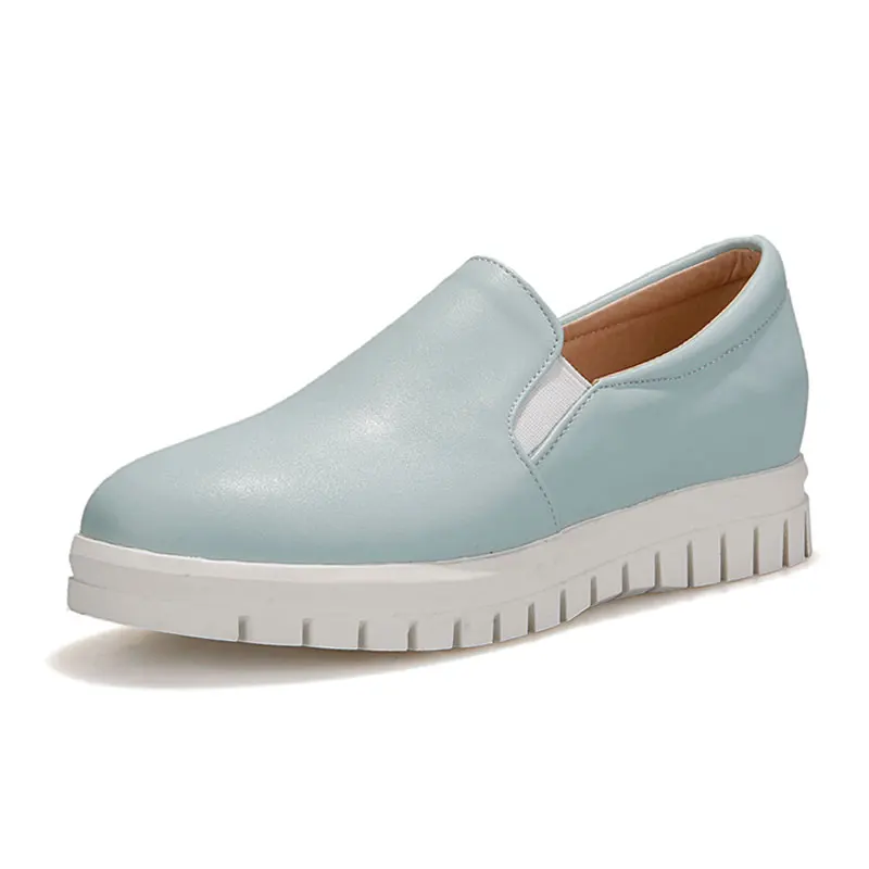 Fanyuan/лоферы на плоской подошве, женская обувь, коллекция года, весенние слипоны в римском стиле, обувь для отдыха, Уличная обувь на платформе, большие размеры, однотонная женская обувь - Цвет: blue