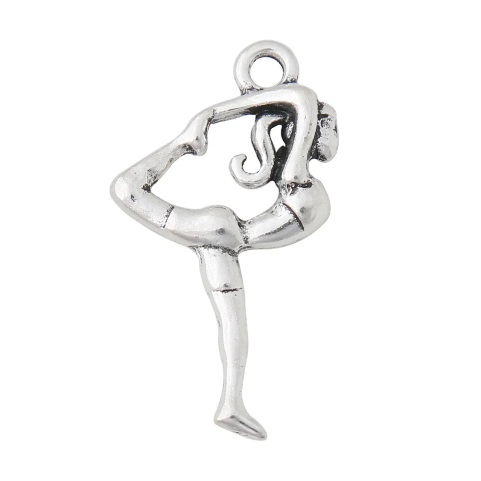 

RAINXTAR Fashion Alloy Girl Gymnast Charms Dancer Girl Charms Gymnastics Charms 18*27mm 100pcs AAC1562