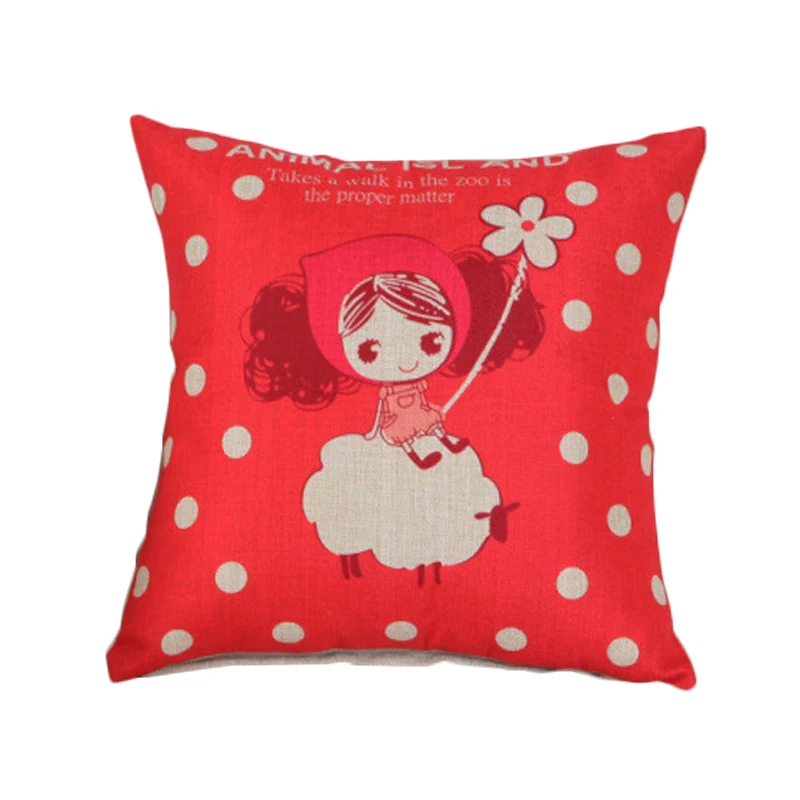 RUBIHOME  Cartoon Girl Decorative Cushion Cover Throw Pillowcase Polyester Fabric Home Decor Sofa Seat