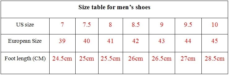 men shoes size