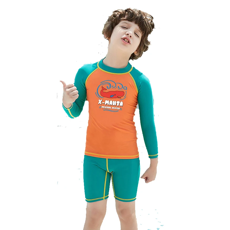 Dive&Sail kids boys swimsuit Swimming Suit 2 Piece set UV50+ sun protection for 3-9Y children Rash Guards Surfing Beach Swimwear