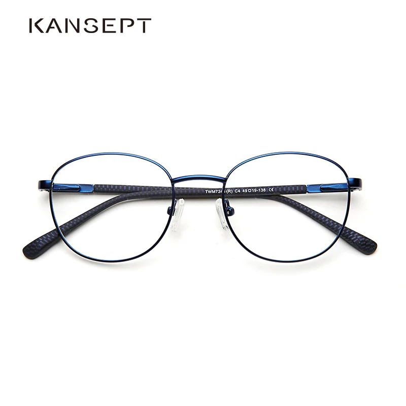 

Metal Men Eyewear Frames Round Clear Fashion Transparent Design Blue Optik Glasses Frame for Men Women Accessories#TWM7246C4