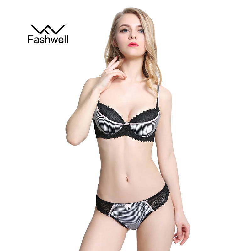 

Fashwell Sexy Embroidery Floral Women Bra Brief Sets Luxury Lace Push Up Bra Set Women Underwear Set