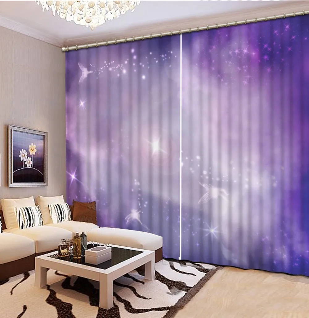 

sky curtains Luxury Blackout 3D Window Curtains For Living Room Bedroom purple curtains