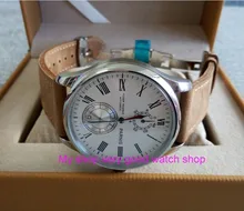 43mm PARNIS White dial Automatic Self-Wind Mechanical movement men’s watch Auto Date power reserve Mechanical watches zdgd33a