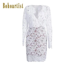 Bohoartist Women Bodycon Lace font b Dress b font White Sexy Hollow Out Party Spring font