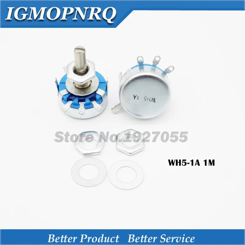 

2pcs WH5-1A 1M ohm 3-Terminals Round Shaft Rotary Taper Carbon Potentiometer NEW