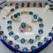 2 шт. синий камень S комплект Цепочки и ожерелья Браслет Серьги ring8