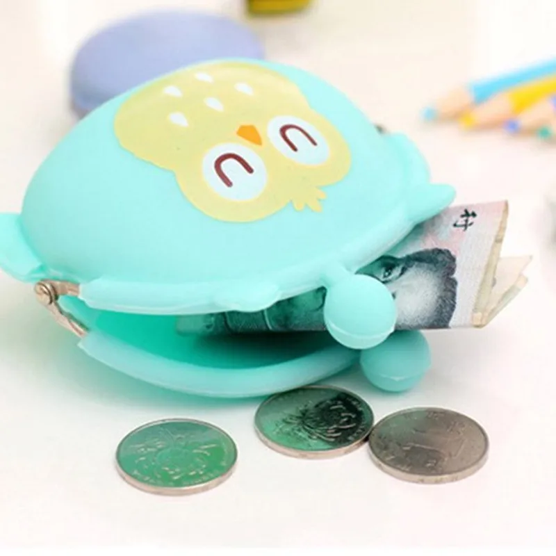 Прекрасный силиконовый Бумажник Сова маленькая сумка-монетница для девочки ключ резиновый Чехол Детская мини подарочная сумочка