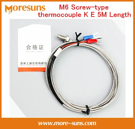

Free Ship 5pcs/lot M6 Screw-type thermocouple 5M Length K E WRNT-01/02 RTD Temperature sensor temperature probe