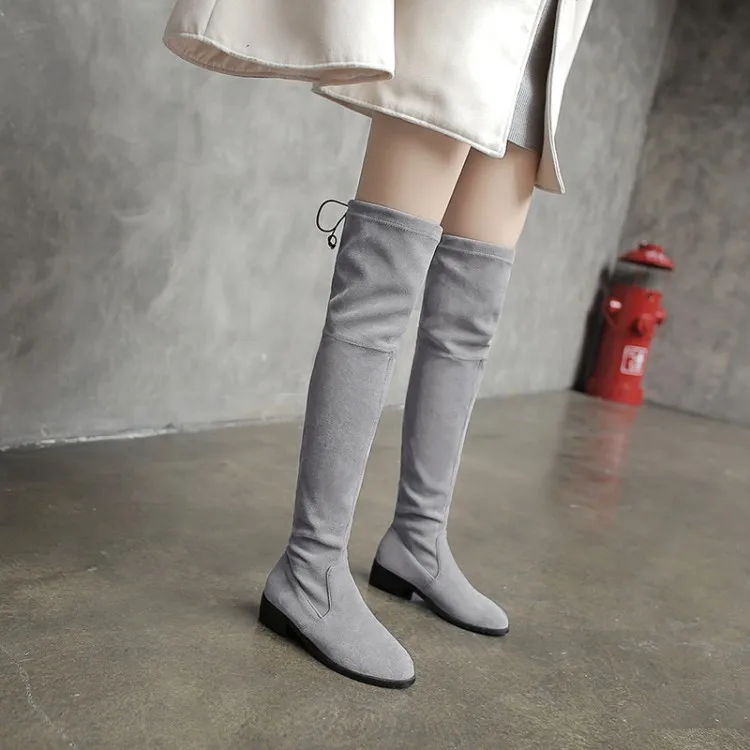 Женские ботинки женская обувь высокие сапоги зимние замшевые удобные сохраняющие тепло высокие сапоги до бедра на плоской подошве, большие размеры 32-50