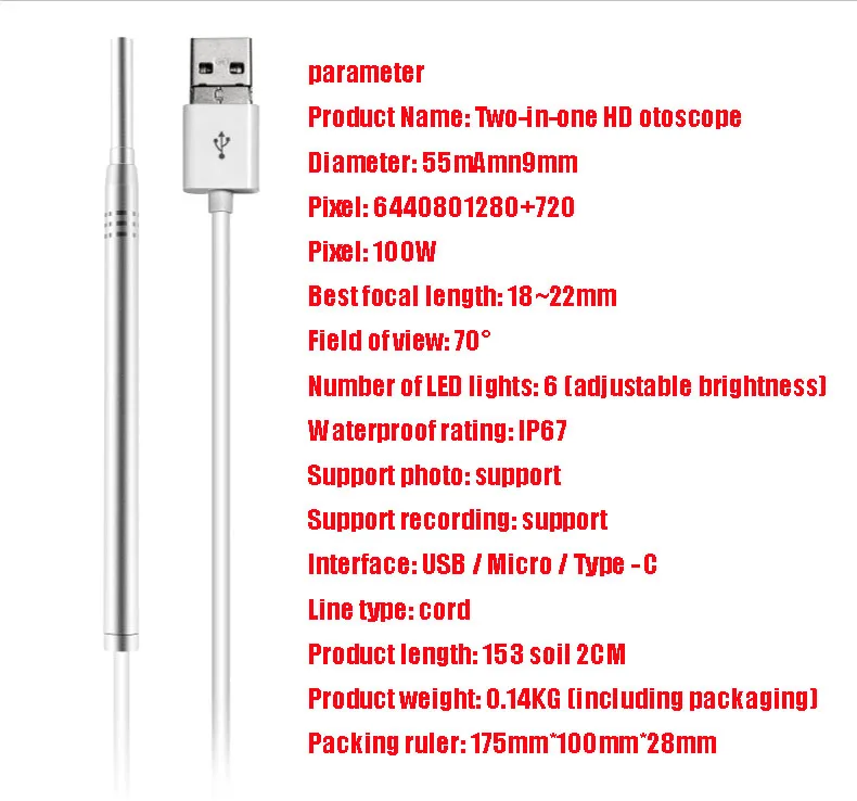 Эндоскоп для чистки ушей 2 в 1 USB HD Визуальный Инструмент для чистки ушей 3,9 мини-камера Android PC Ear pick Otoscope бороскоп забота о здоровье