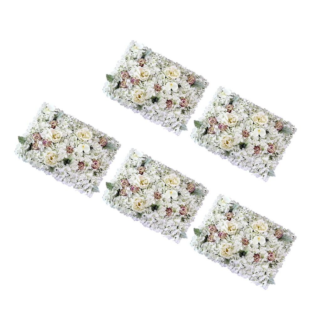 

5pcs Artificial Flowers Silk Rose Flower Wall Panels Wedding Decoration Romantic Wedding Backdrop Photo Prop