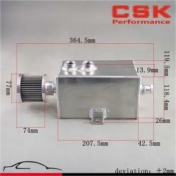 

Universal 3L Aluminum oil catch can tank with breather & drain tap 3LT baffled
