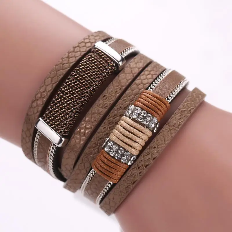 Кожаный браслет Для мужчин 2018 Браслеты женщин Pulseira Masculina магнит изделия шарма