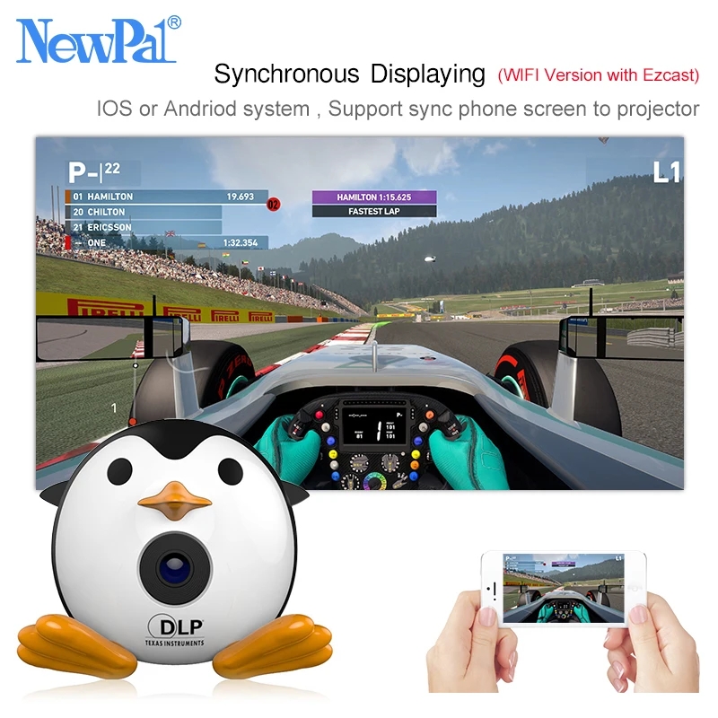 Ultramini DLP Projector Handheld LED WIFI Projector with Ezcast Support IOS/Android/Windows With 1500mah Battery