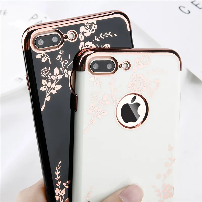 Ottwn чехол для iPhone X, 7, 8, 6, 6s Plus, модное покрытие, розовое золото, черный, белый, жесткий чехол для телефона, задняя крышка для iPhone X, XR, Xs Max