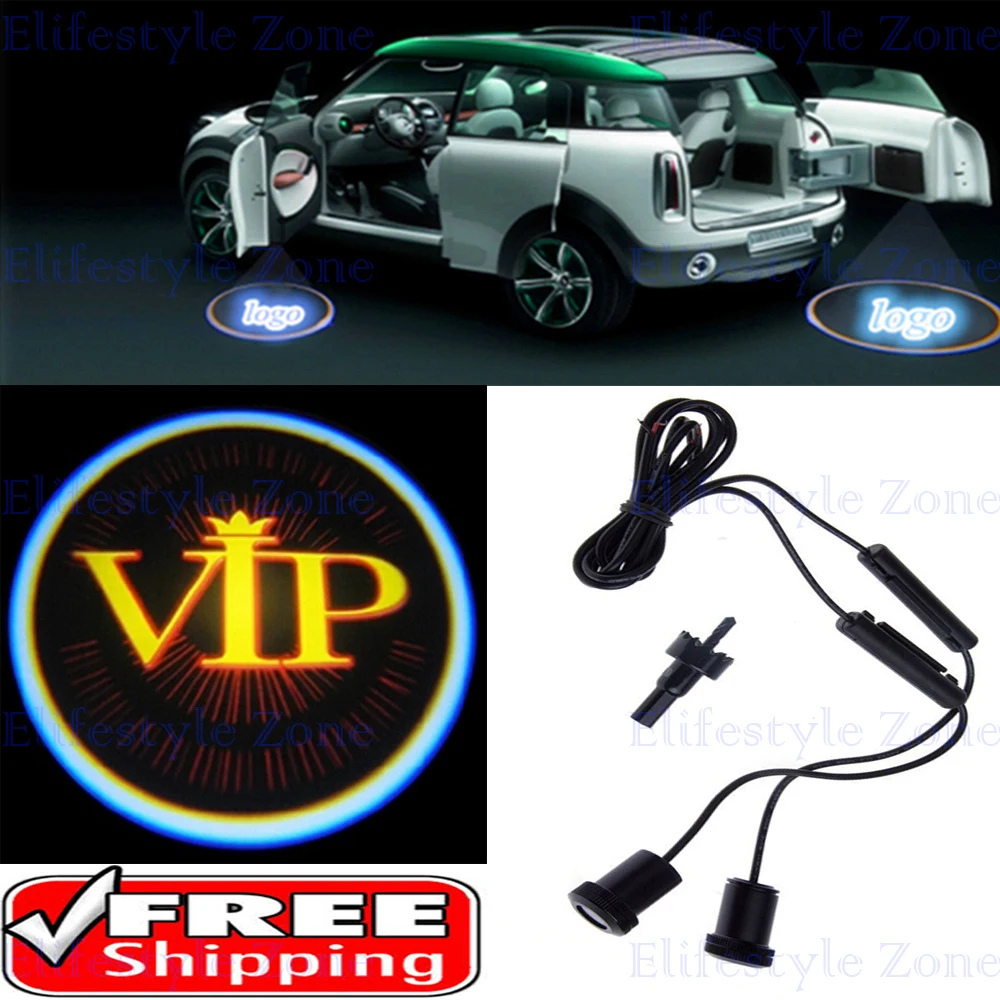 2 x Universal Car Door Lights LED VIP Car LED Laser Logo Lights Door