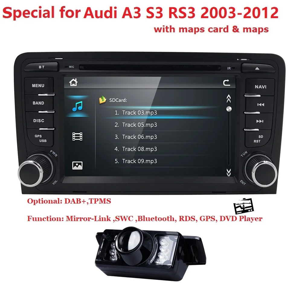 HIZPO " сенсорный экран автомобильный CD dvd-плеер стерео радио gps Навигация Audi A3 S3 SWC RDS DVBT TPMS DAB+ BT CAM-IN Карта SD USB камера