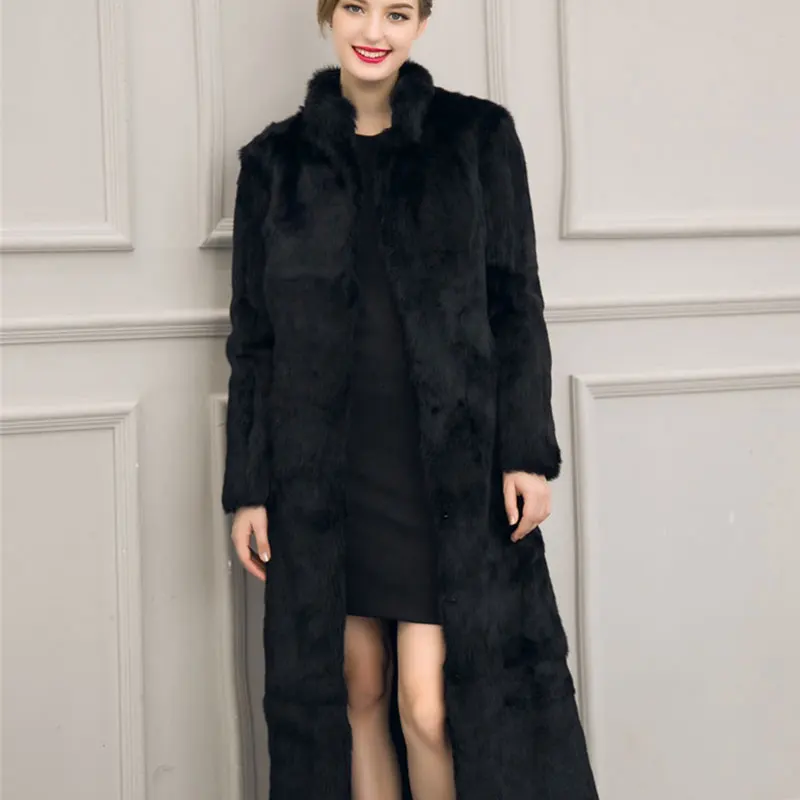 Naturel Tissu Col Élégant Noir Lapin Renard Plus Faux Section Blanc black White Femelle Longue Couleur Femmes Nouveau De Lady Fourrure Hiver Manteau zdS6HxqHw