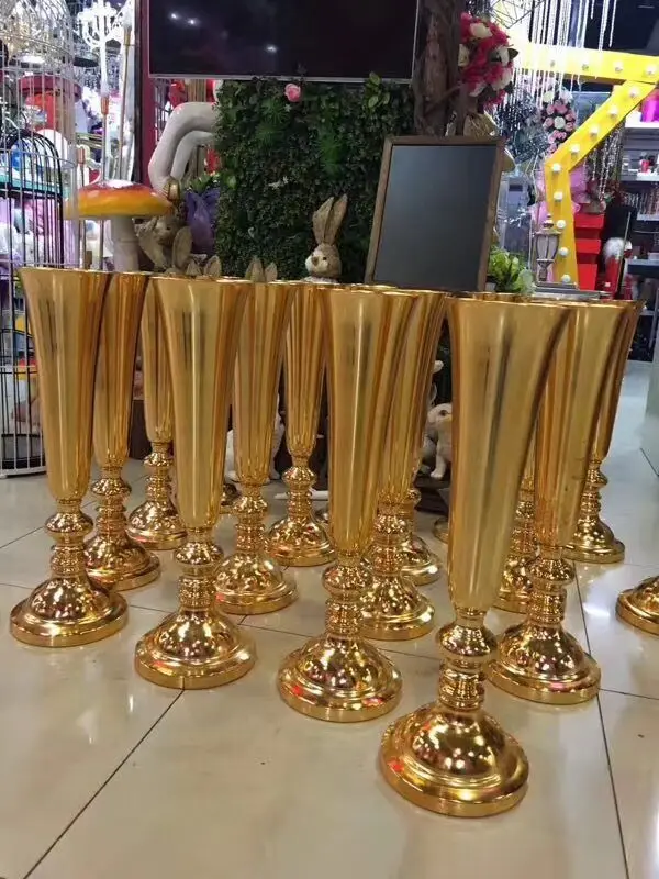 10 шт./лот Золотой стол ваза металлическая подставка для цветов украшение для стола для Свадебные украшения 60 см в высоту