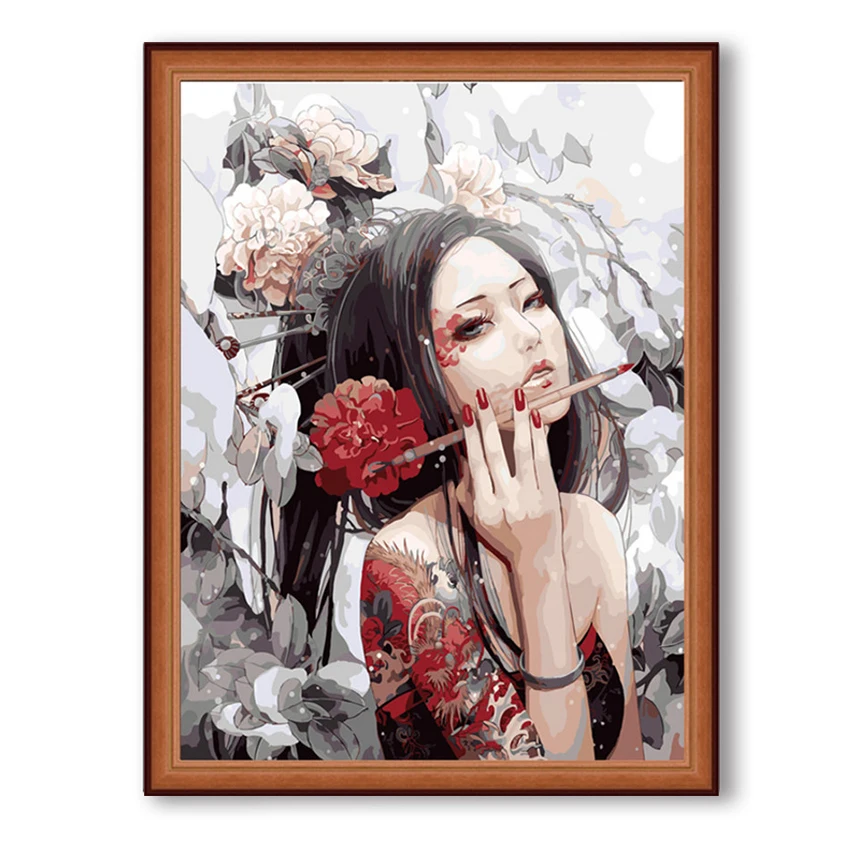 buy Sexy Wall Art Chinese Japanese Picture on Wall Figures Beautiful Girl Picture DIY Paint by Numbers Home Decoration SZH 99