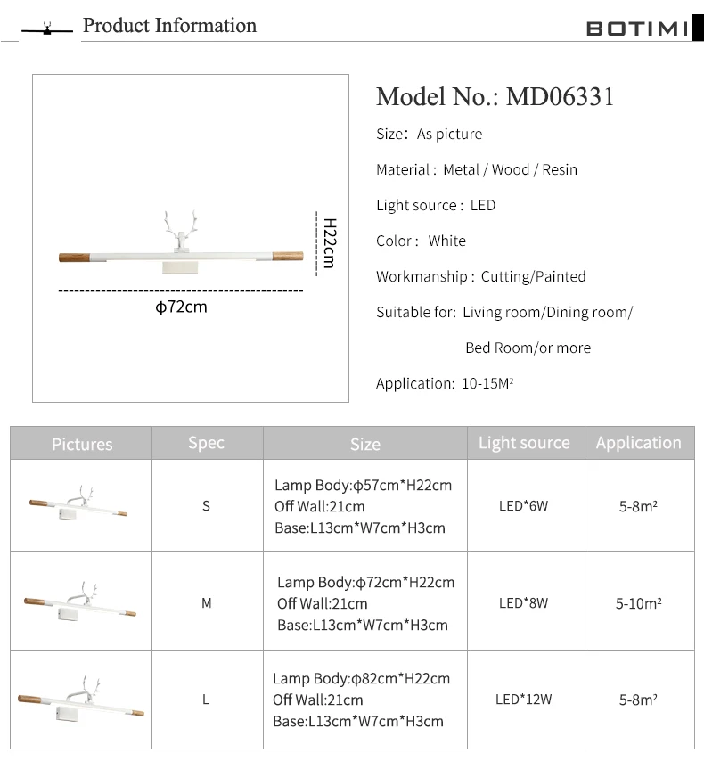 BOTIMI 220V светодиодный настенный светильник для ванной комнаты, белый зеркальный светильник, деревянный настенный светильник, современный прикроватный светильник, настенный светильник