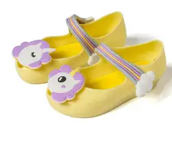 2018 сандалии для девочек прозрачная обувь детские сандалии для девочек rainbow Unicorn противоскольжения пляжные сандалии Обувь