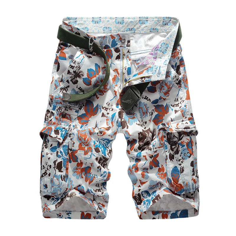 

New 2018 Summer Men's Camouflage Cargo Beach Shorts Cotton Men Military Casual Short Trousers Multi-Pockets Men's Shorts No Belt