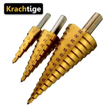 

3Pc HSS Steel Large Step Cone Titanium Coated Metal Drill Bit Cut Tool Set Hole Cutter 4-12/20/32mm Wholesale