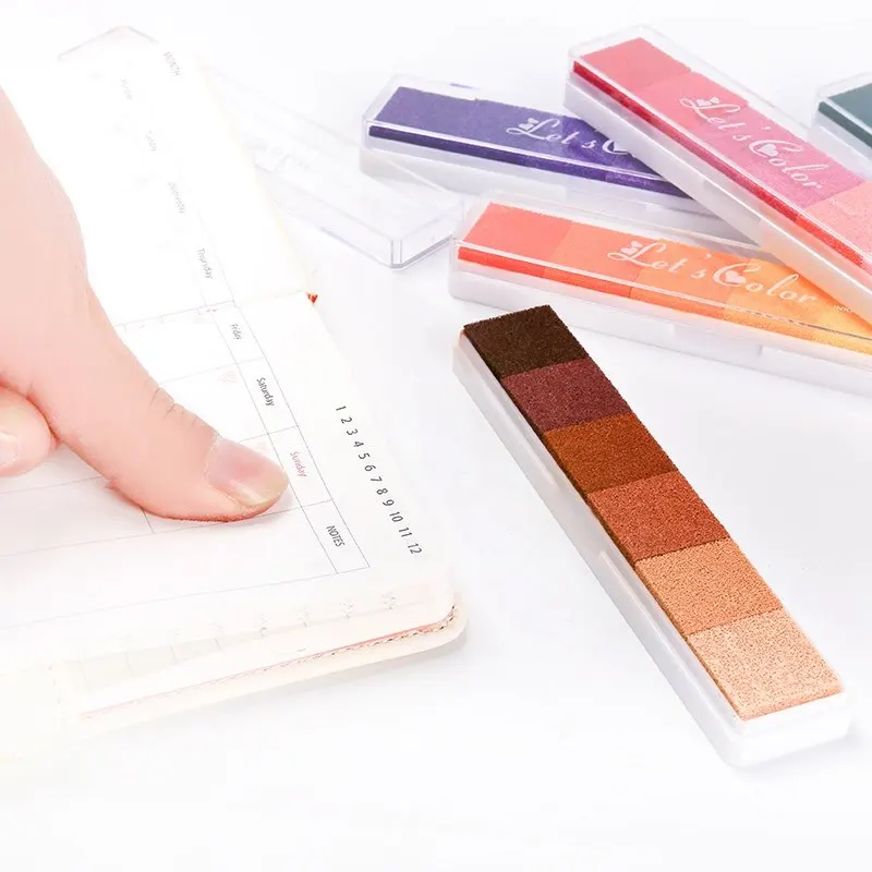 

DIY 6 Color Ink Pad Long Rainbow Stamp Ink Pad Colored Inks Scrapbooking Stamp Ink Pad Stationery Set