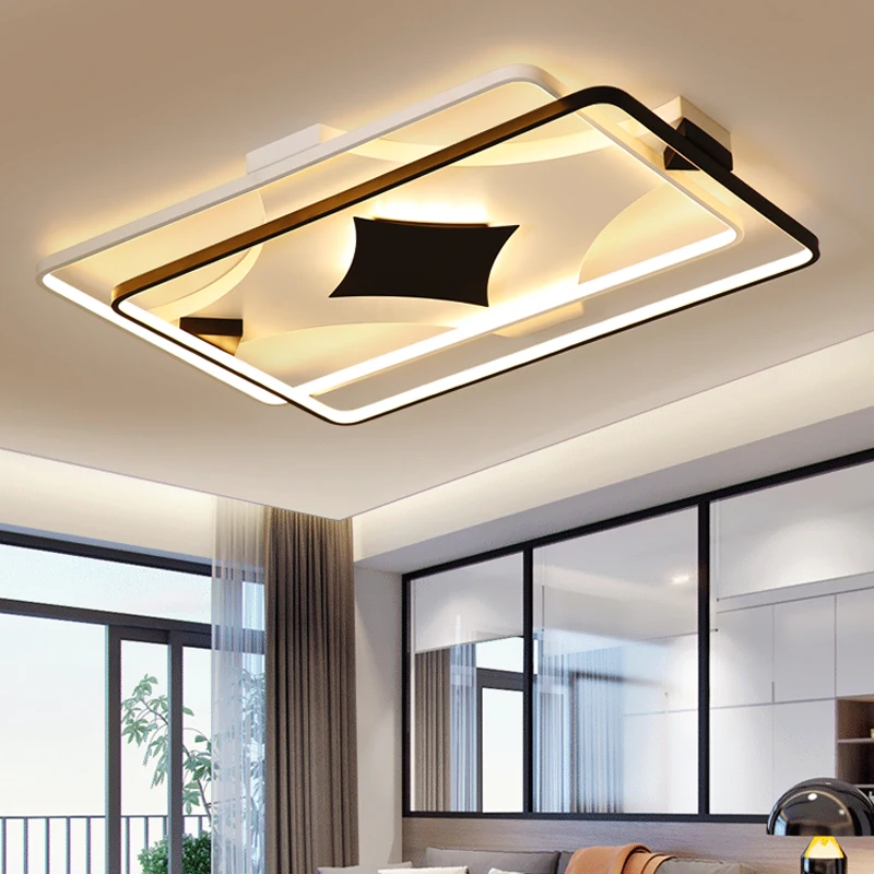 

Modem Ceiling Lights rectangular ring Rings For Living Room Bedroom Home AC85-265V Modern Led Ceiling Lamp Fixtures lustre
